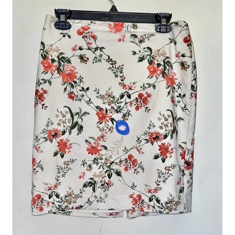 Ann Taylor Factory Womens Skirt Floral Size 6 Petite Slit Office Wear Workcore